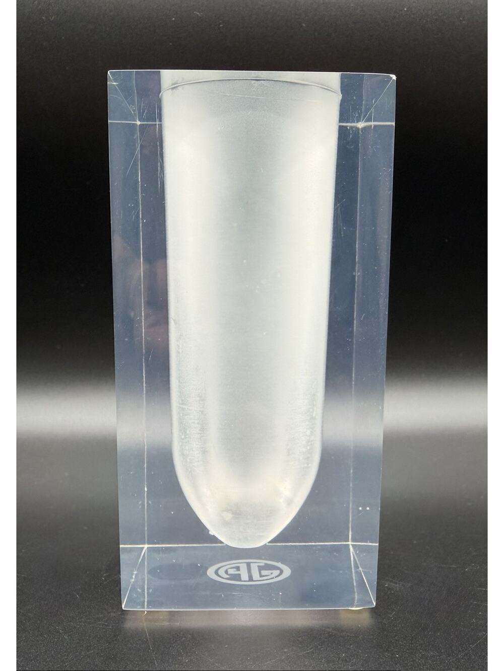 Jonathan Adler Clear & Frosted Bel Air Test Tube Vase 5.5” Square Lucite Acrylic